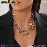 APPORTUNIA Beaded Necklace, Irregular Elegant Colorful Necklace, Fashion Double-layer Exaggerate Jew