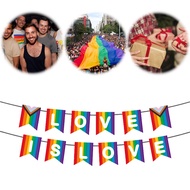 Rainbow Love String Bunting 12 Paper Flags Pride Day Banners Flag Party Decoration