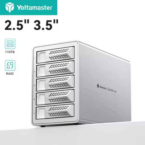 Yottamaster 2/4/5 Bay RAID External Case 2.5‘’3.5‘’inch SATA HDD SSD House Stand HD Box Solid State 