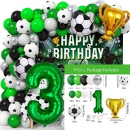94 Pcs Soccer Balloon Arch Set Green Soccer Number Balloon Set for Celebration Party Birthday Party 