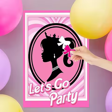 1set Let's Go Party Theme Paper Poster Princess Bow Stickers Bingo Game for Girl Birthday Bacheloret