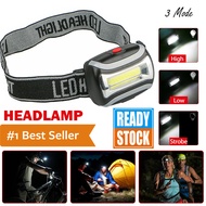 Headlamp Flashlight Waterproof LED 3 Modes Headlight Lampu Senter Kepala Mini Head Lamp Outdoor Adve
