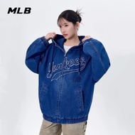 In Stock MLB NY Embroidered Logo Retro Men's Washed Cotton Denim Jacket