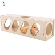 SWEET ELVES Exploring Hamster Wooden Tunnel Natural Funny Secret Peep Shed Escape Toy Gym Exercise Hideout Guinea Pigs