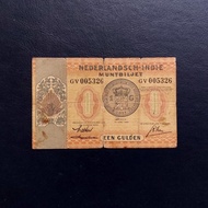 Uang Kuno 1 Gulden Muntbiljet Nederlandsch Indie Tahun 1940- GV 005326