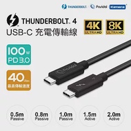 Pasidal Thunderbolt 4 雙USB-C 充電傳輸線 (Active-1.5M) Active-1.5M