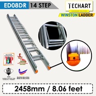 Original WINSTON ED08DR 14 Rungs Premium Aluminium Double Pole Ladder with Sirim