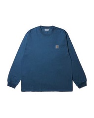 CARHARTT WIP PIGMENT GARMENT DYED WASHED CLASSIC LOGO PATCH VISTA CREWNECK L/S T-SHIRT  CARHARTT WOR