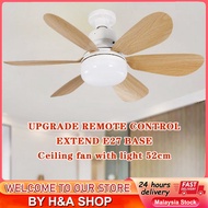 52CM ceiling fan light 40W E27 6-blade silent fan 2-in-1 LED ceiling fan light screw-in 3-color dimm