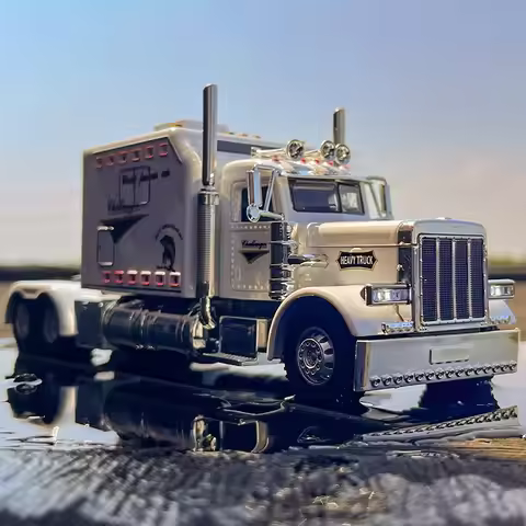 Peterbilt 389 1:24 American Alloy Truck Diecast Model Light Sound Open Doors Suspension Collectible 