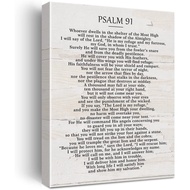 Psalm 91 Bible Verse Quote Canvas Wall Art Inspirational Rustic Decor Motivational Scripture Poster 