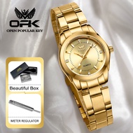 OPK Watch For Women Waterproof Original Stainless Steel Quartz Fashion Casual Gold Ladies Watch