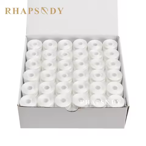 Rhapsody 144pcs Type L SA155 Prewound Bobbin Thread 75D 60WT Sideless for Commercial Home Embroidery