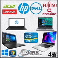 (REFURBISHED i7 laptop Windows 10 ready  ) i7 1th - 4th Geneartion LAPTOP MIX MODEL INTEL CORE I7 1-4GEN / 4GB RAM / 120GB SSD / DELL / HP / LENOVO / TOSHIBA / ACER / NEC