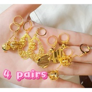 14k 4 pairs Bangkok gold earrings