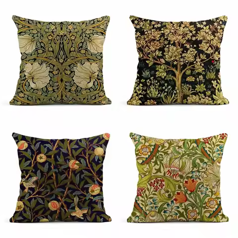 Vintage flowers Linen pillowcase，Decorative pillows for sofa，Cushion covers 40x40,45x45,50x50,60x60，