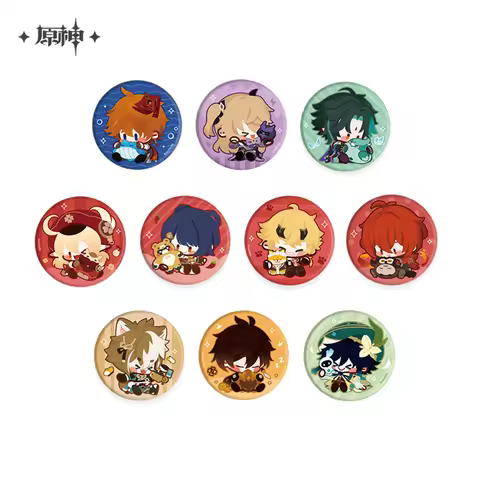 Game Genshin Impact Chibi Tartaglia Thoma Gorou Zhongli Venti Kell Fischl Xiao Cosplay Badge Pin SPT