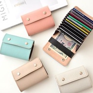 風琴式卡夾 【 縮小皮革 】 迷你錢包 本革 莫蘭迪色 鈔票對折 設計師款 HS72K