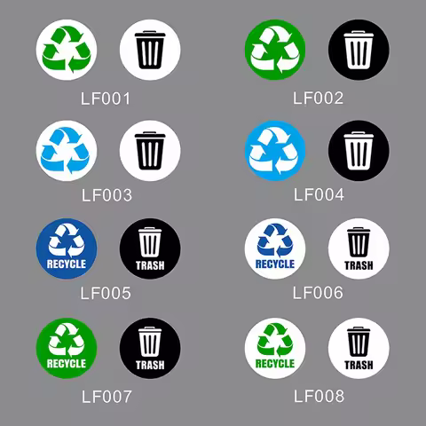 6 Pcs* 5inch PVC Recycle Trash Bin Sticker Vinyl Decals For Label Bins, Containers, Garbage Cans Hom