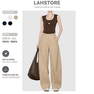 LAHSTORE high-waisted raw linen straight-leg pants high crotch QD15 (Light Beige, Black, White) line
