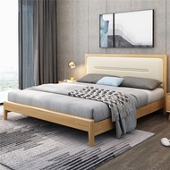 Nordic Solid Wood Bed Modern Simple 1.8m Single Double Bed Light Luxury Household Master Bed Bed B &