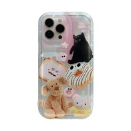 KIKI Oval transparent Cute phone case for iphone 14 14plus 14pro 14promax 13 13pro 13promax Cute Donut cartoon doll Doodle Sticker Soft Case for iphone 12 12pro 12promax 11 11promax High quality shock protection case 2023 New Design