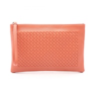 [二手] Bottega BOTTEGA VENETA Second Bag 手拿包 Intrecciato 鮭魚粉紅皮革 Intrecciato 手拿包 女士