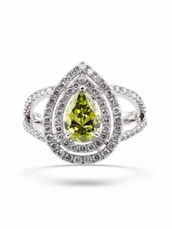 IGI-1.00克拉實驗室培育綠色鑽石白金戒指