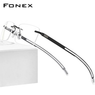 FONEX กรอบแว่นตาไร้ขอบสำหรับผู้ชายแว่นตาสี่เหลี่ยมรุ่นใหม่ปี2022ไร้กรอบซิลิโคนไร้กรอบน้ำหนักเบาเป็นพิเศษแว่นตาสไตล์เกาหลีญี่ปุ่น F1003