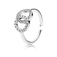 Pandora Ring Zirconia Double Ring Bath Silver 925 Size Adjustable