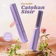 Recharge Catokan Sisir Pelurus Rambut Portable Catok 3in1 Anti Kusut Murah