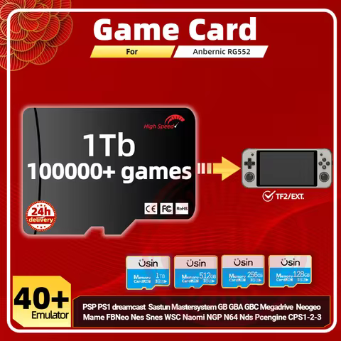 Game Card For Anbernic RG552 Memory TF Plug&Play Pre-install Retro Games PSP PS1 SD portable Console