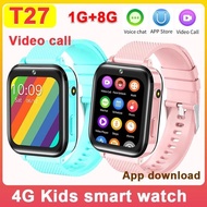 【GSM】T27 4G Kids Smart Watch Phone 1G RAM 8G ROM GPS HD Video Call SOS 1.7 inch Screen Clock With APP DownLoad Children Smartwatch