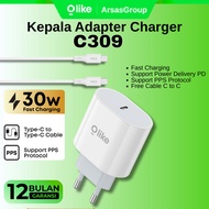 Olike Travel Charger Head C309 C309CC Output Type-c Fast Charging PD Up to 30W