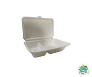(50Pcs) Biodegradable Disposable Lunch Box / Sugarcane Compartment Bio Lunch Box/Take Away Lunch Box