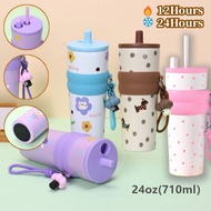 Tumbler 710ML 316 Stainless Steel Hot and Cold Water Bottle with Straw&Cord Vacuum Tumbler for Gift