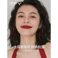 Red Hong Kong Style Big Hoop Earrings Hoop Female 2026 New Style Round Face Showing Face Small Big C