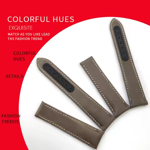 Curved Genuine Leather Watchband 19mm 20mm 21mm for Omega Seamaster 300 Planet Ocean Speedmaster Lon