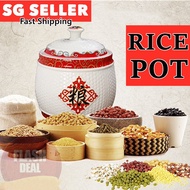 🐼SG SELLER【4kg Porcelain Rice Container】Ceramic Pot➤Multipurpose Container➤Rice Storage➤ Fortune