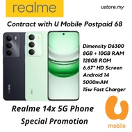 Realme 14x 5G Phone (8GB+10GB+128GB) with U Mobile Postpaid 68 - 500GB High Speed Data / Malaysia Or