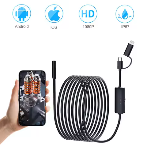 8MM Endoscope Camera 1080P HD USB Endoscope with 8 LED IP67 Waterproof Inspection Borescope For IOS 