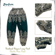 Zenture Ladies Women Casual Sleeping Long Pant Elastic Hem Mid Rise Thailand Long Pant Rayon