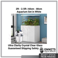 [Ready Stock Free Ship] 2ft 2.5ft Ultra Crystal Clear Arowana Fish Tank Aquarium Set Cabinet Filter Cover White 超白龙鱼草缸