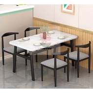 Dining Table Restaurant Fast Food Rectangle Marble Table and Chair Meja Makan Restauran Kedai Makana