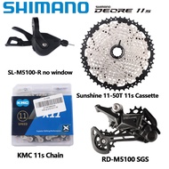 SHIMANO DEORE M5100 1X11 Speed Groupset จักรยานภูเขา MTB M5100 Shifter ด้านหลัง Derailleur Deore M5100 11-42T 11-51T Sunshine Cogs Sunrace CSMS8 CSMX8 11-46T เทปคาสเซ็ตพร้อมชุดโซ่จักรยาน