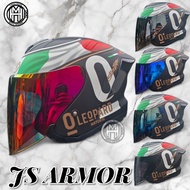 JS ARMOR HELMET WITH LEOPARD BLACK DOF MOTIF|HALF FACE