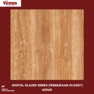 Granit Tiles Lantai Motif Kayu Permukaan Kilap Glossy KW1 60x60 GL6995