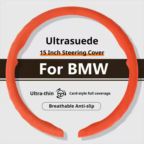 For BMW Luxury Ultra Thin Suede Steering Cover Fit E46 E90 E60 F30 G30 E36 E91 X5 E70 G26 15 Inch An