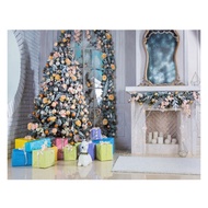7X5Ft Christmas Photography Background Fireplace Christmas Gifts Colorful Christmas Tree Photo Gallery Background Cloth