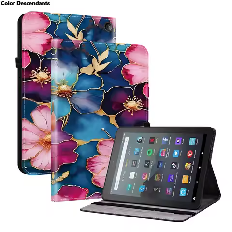 Painted Flip Leather Tablet Case For Amazon FIRE 7 2022 Shockproof Protect Cover For FIRE 7 2022